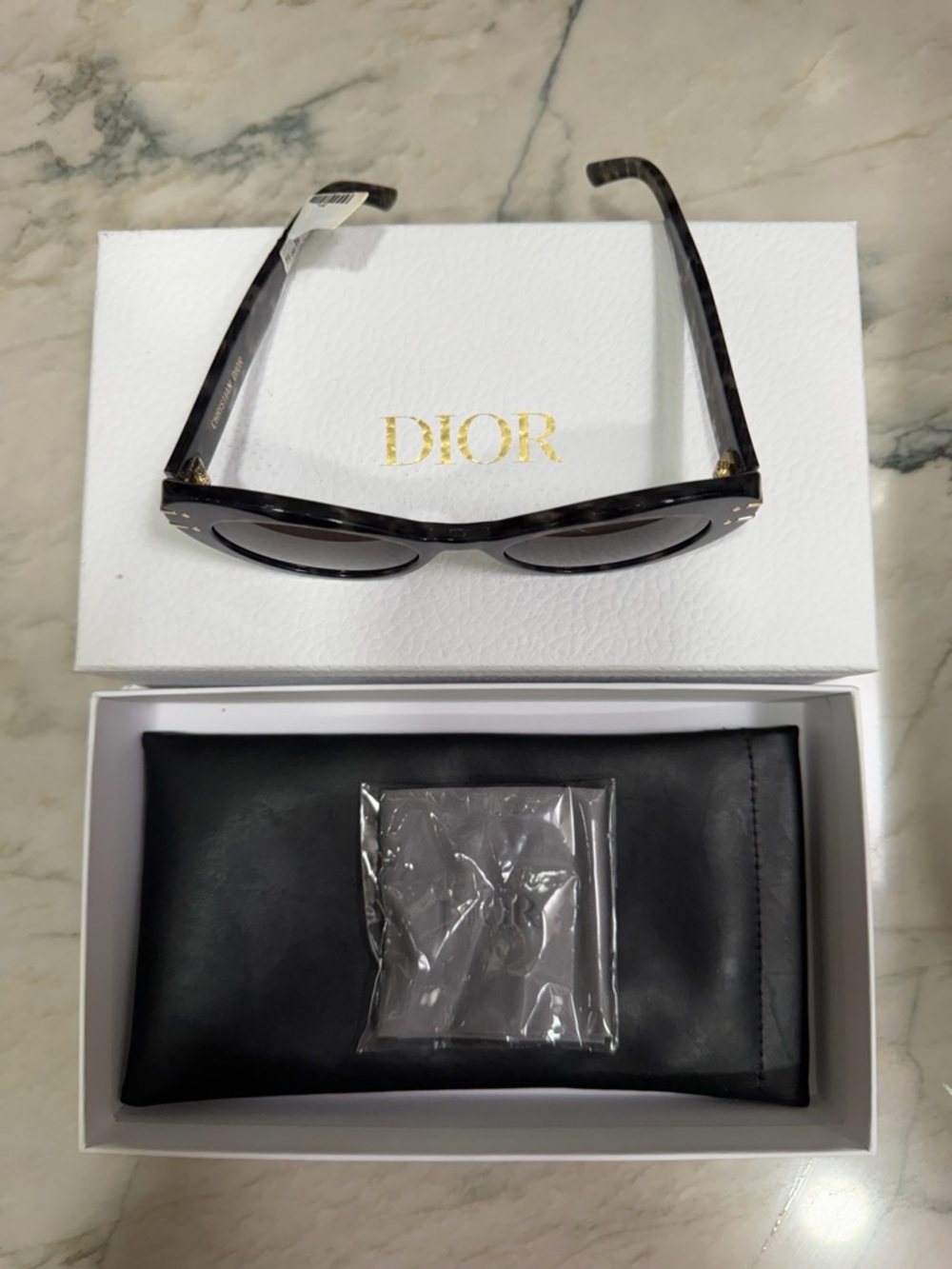Dior Tortoiseshell Cat-Eye Sunglasses with Dark Lenses